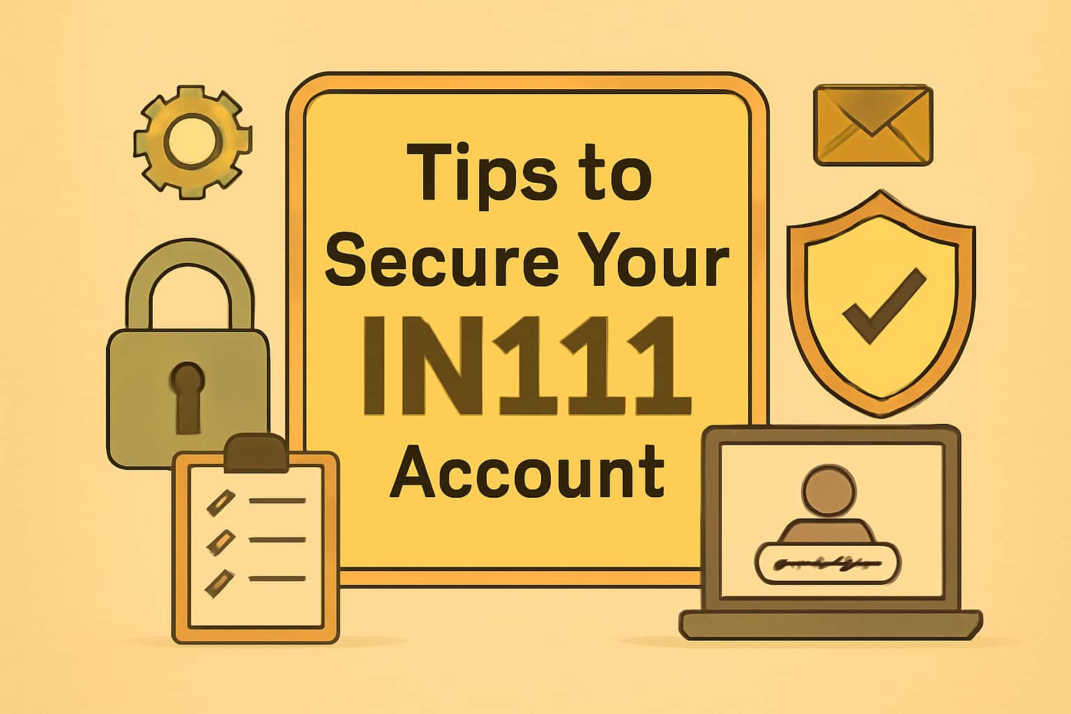 An informative depiction of securing IN111 accounts with a focus on 3D text.