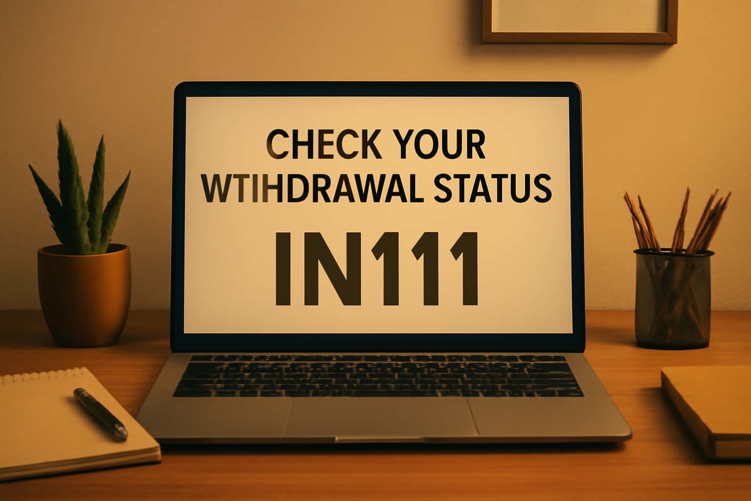 A visual representation of checking IN111 withdrawal status with tech elements and the text 'IN111'.