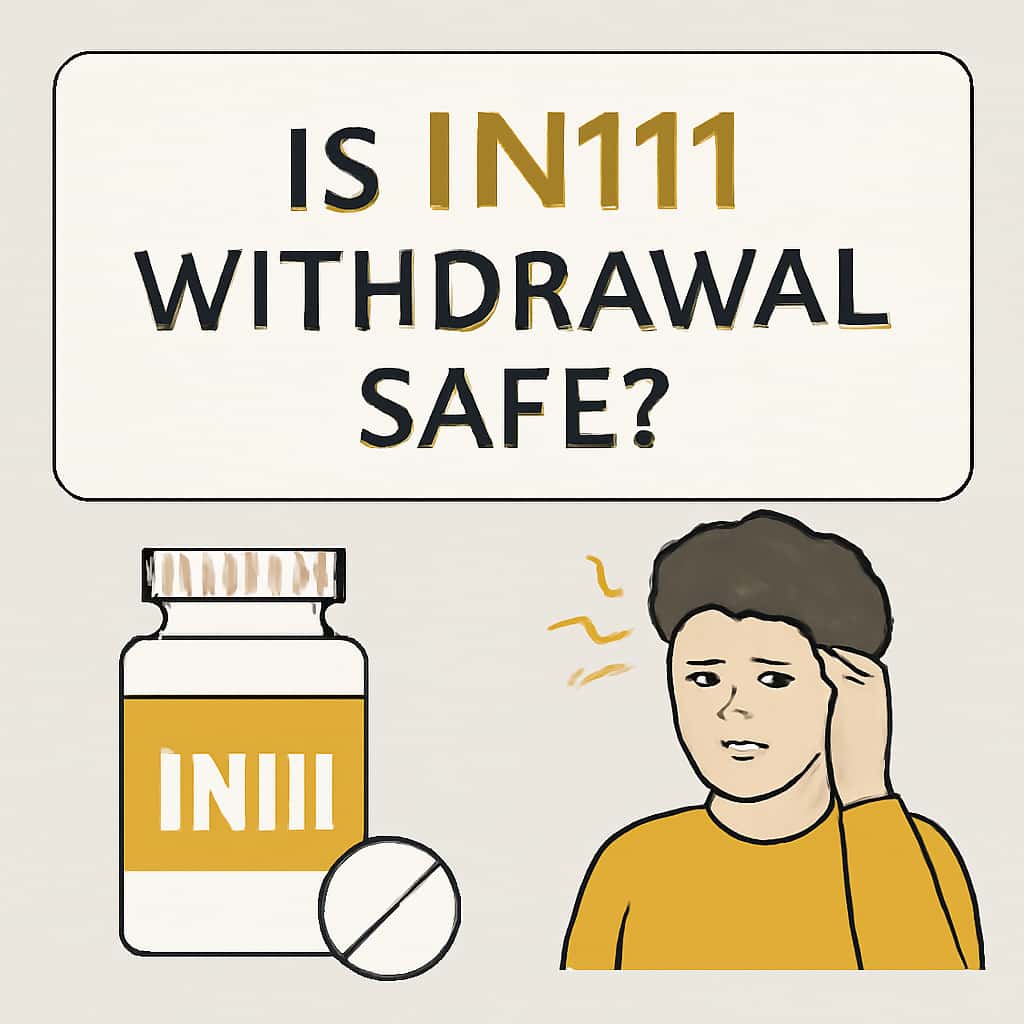 An educational diagram outlining withdrawal safety for IN111.