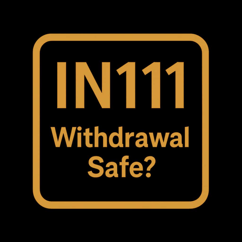 An icon illustrating the guide on IN111 withdrawal safety.