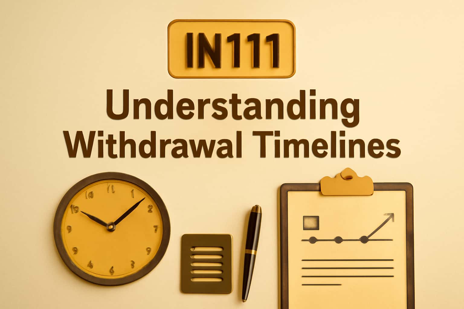 A representation of IN111 withdrawal timelines with neutral design elements.