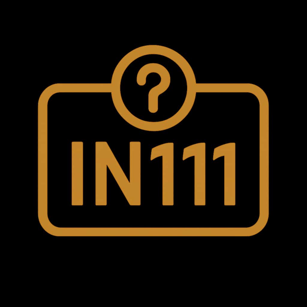 A badge illustrating guidance on checking IN111 withdrawal status.